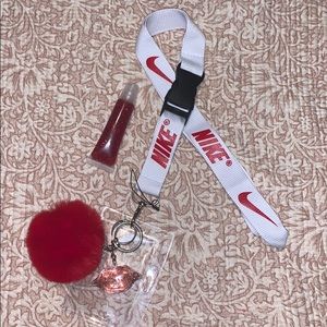 Red and white nike lanyard